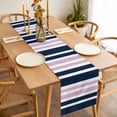 thumbnail image 3 of Navy Blue Pink Striped Table Runner - 70 Inch Long, Kitchen Dining Table Runner Dresser Scarves, Modern Minimalist Ombre Lines Farmhouse Decor for Coffee Tables Wedding Party Banquet, 3 of 8