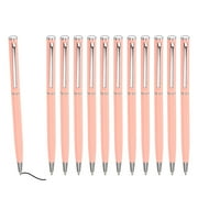 Uxcell Slim Metallic Ballpoint Pen, Black Ink 1mm Medium Point Pen Retractable Lightweight Smooth Writing Pens with Metal Clips for Business Office Wedding Guest Book Pink