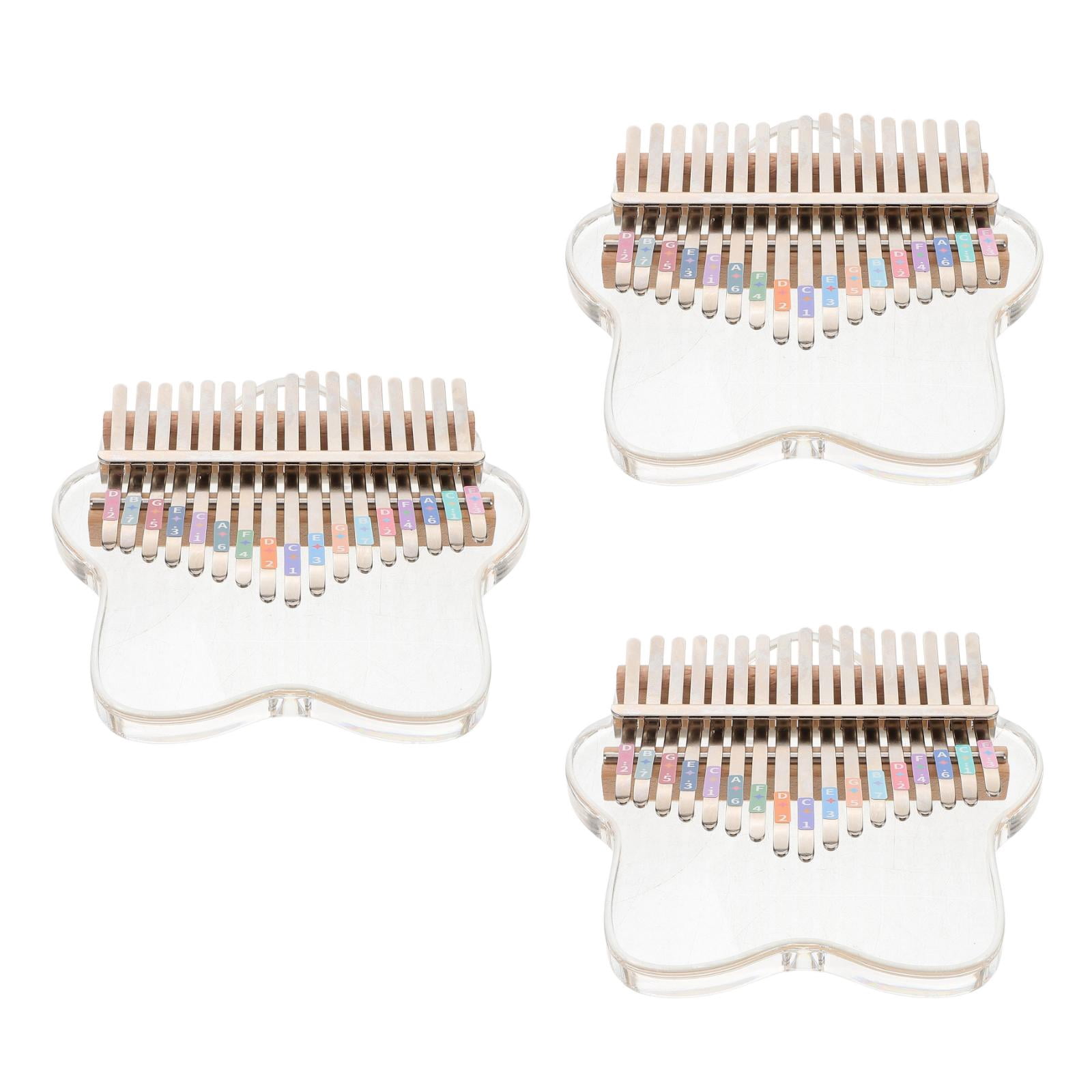 Masteelf 3pcs Transparent 17-Key Thumb Piano with Tuning Hammer Portable Kalimba for Beginners Thumb Piano Portable Kalimba Hand Piano Musical Instrument