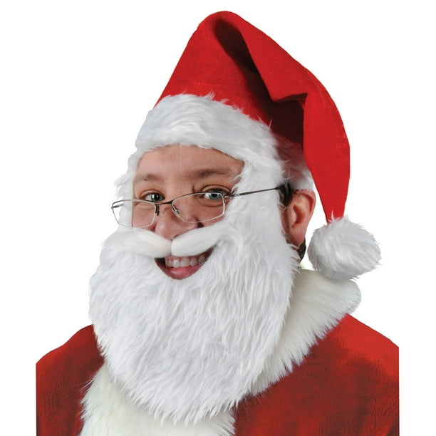 Chapeau de Père Noël en Peluche avec Barbe et Moustache (Lot de 6)