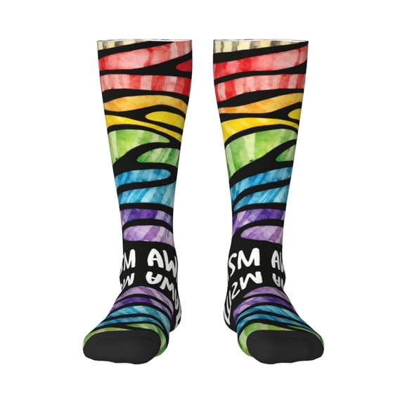 Autism Awareness Knee High Socks for Women Long Leg Warmers Socks