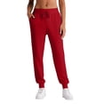 thumbnail image 3 of Womens Fleece Lined Joggers Winter High Waisted Warm Cotton Sweatpants Thick Lounge Sweat Pants with Pockets Red L, 3 of 5