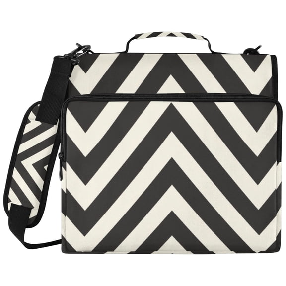 ALAZA Zipper Binder Black and White Lines Pattern 2 inch 3 Ring 500 Sheet Capacity Trapper Keeper File Folder Organizer Bag