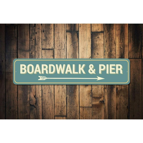 Boardwalk & Pier Novelty Sign, Metal Wall Decor - 4x18 inches