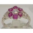 thumbnail image 2 of LBG 10k White Gold Natural Diamond & Ruby Womens Vintage Daisy Ring - Sizes 4 to 12 Available, 2 of 5