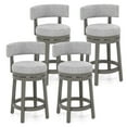 thumbnail image 1 of Gymax 4 PCS Swivel Counter Height Bar Stool Upholstered Barstool w/ Padded Back & Rubber Wood Legs, 1 of 8