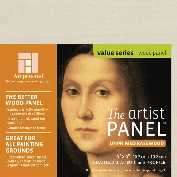 Ampersand Value Series Artist Wood Panel - 4" x 4", 1-1/2" Cradle