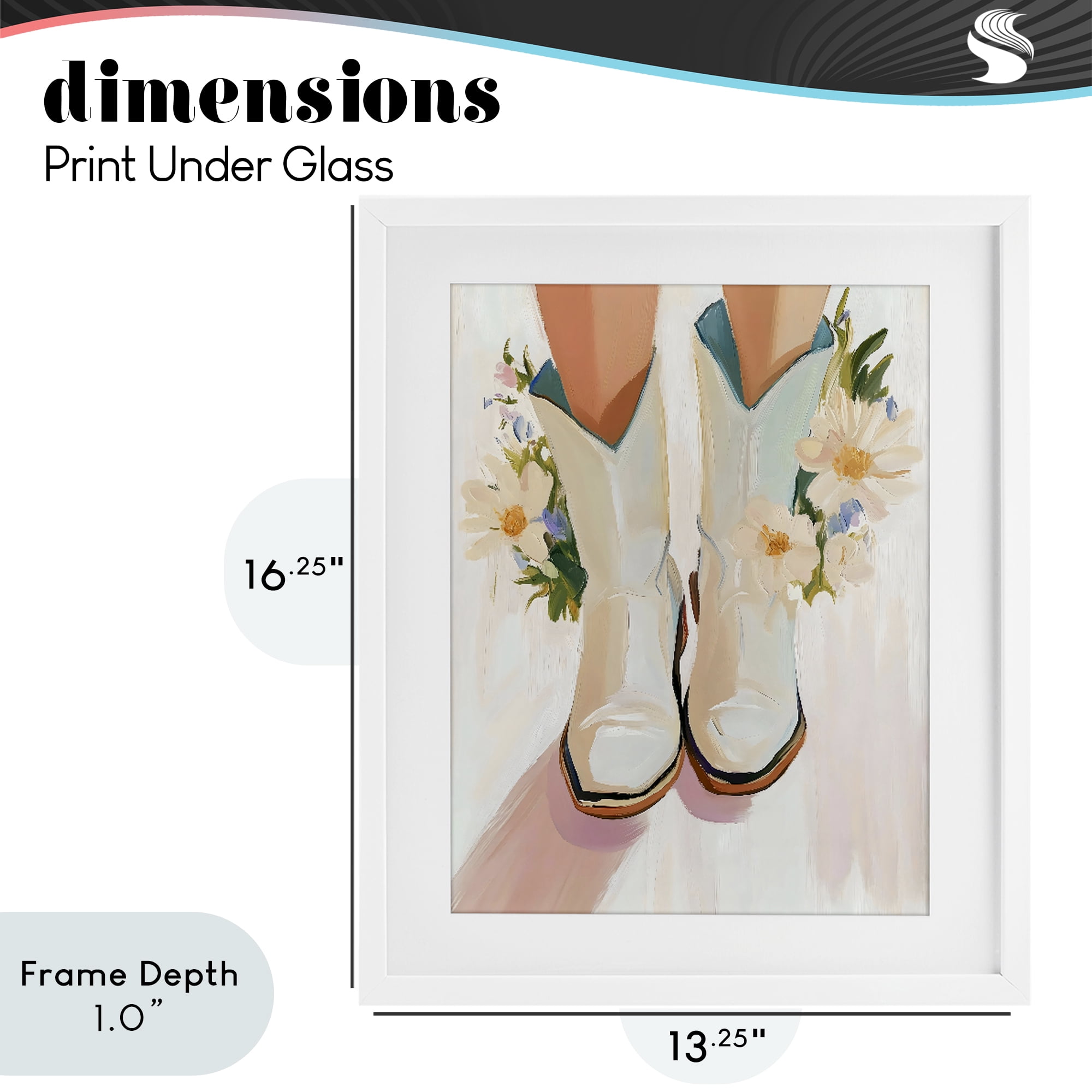 Stupell Industries Blooming Cowgirl Boots White Framed Print Under Glass, design by The Prints Vibe