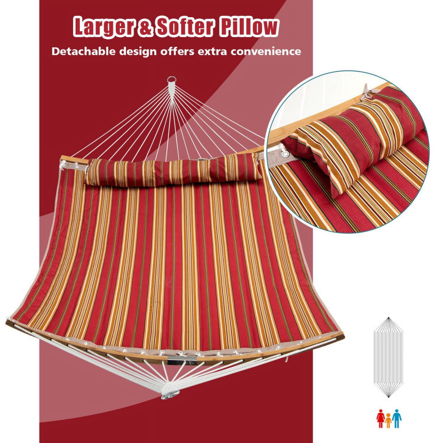 Aimee Lii Outdoor Hammock with Detachable Pillow, Comfy Outdoor Chair, Red Aimee Lii Outdoor Hammock with Detachable Pillow, Comfy Outdoor Chair, Red