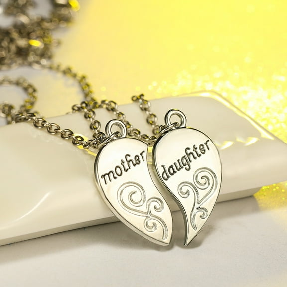 Lingouzi Mother Daughter Heart Necklace Women Love Mom Mother's Day Gift For Mother Gift