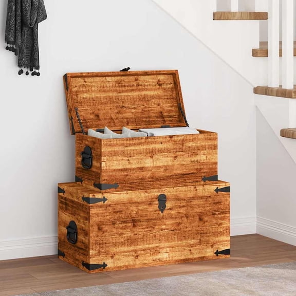 vidaXL Storage Chest Set 2 Pieces Rough Mango Wood