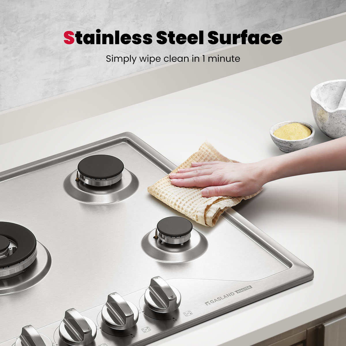 GASLAND Master Series 30 Inch Gas Cooktop with Griddle PRO GH3805SS1FC with 5 Burners, CSA certified,120V Plug-in, NG/LPG Convertible