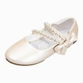 thumbnail image 3 of KPOPLK Girls Mary Jane Shoes Casual Princess Ballerina Dress Shoes Low Heels Slip on Flat Shoes for School Party Wedding Size 2.5,Beige, 3 of 9
