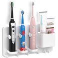 thumbnail image 1 of Adhesive Electric Toothbrush Holder Wall Mounted Razor Hanger Bathroom Organizer Box ABS (White), 1 of 6