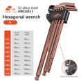 thumbnail image 1 of 9 Pcs/set Clé Magnétique Double Extrémité Type L Clé Hexagonale Ensemble Clé Torx Tête Étoilée Outils à Main Marron, 1 of 6