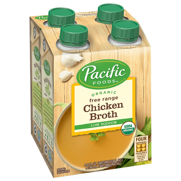 Pacific Foods Organic LowSodium Chicken Broth, 8 fl oz, 4 count Keto