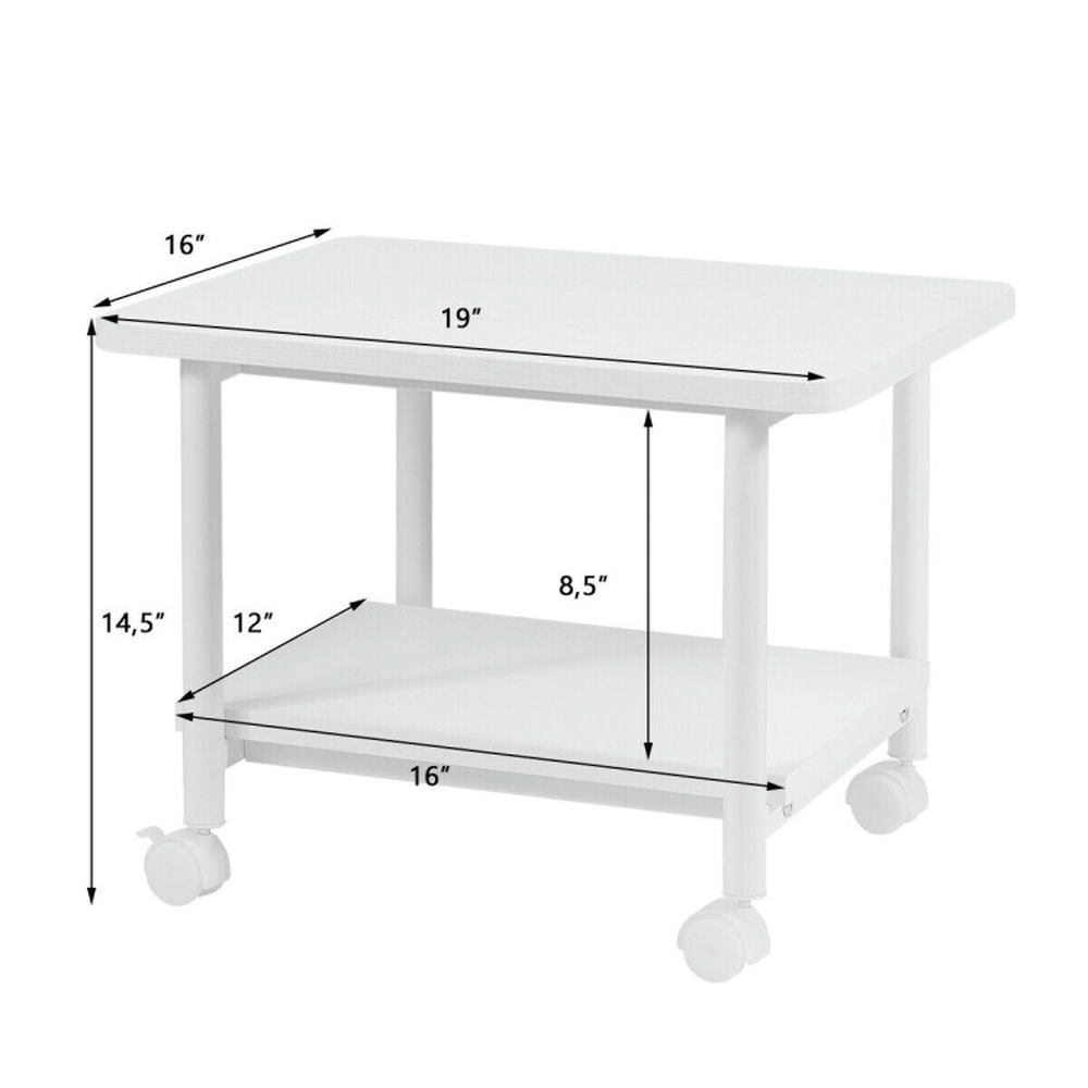 Yardi Yard Under Desk Printer Stand with 360° Swivel Casters-White, Office Furniture, Laptop Stand for Home and Office