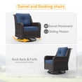 thumbnail image 5 of Gotland 3-Piece Outdoor Patio Furniture Set, Thickened Wicker Swivel Chairs & Side Table, All-Weather Outdoor Conversation Set for Backyard, Porch, Balcony and Deck, Navy Blue, 5 of 6