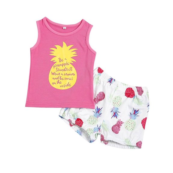 CradlePlanet Toddler Baby Unisex Pineapple Pattern Top With White Short