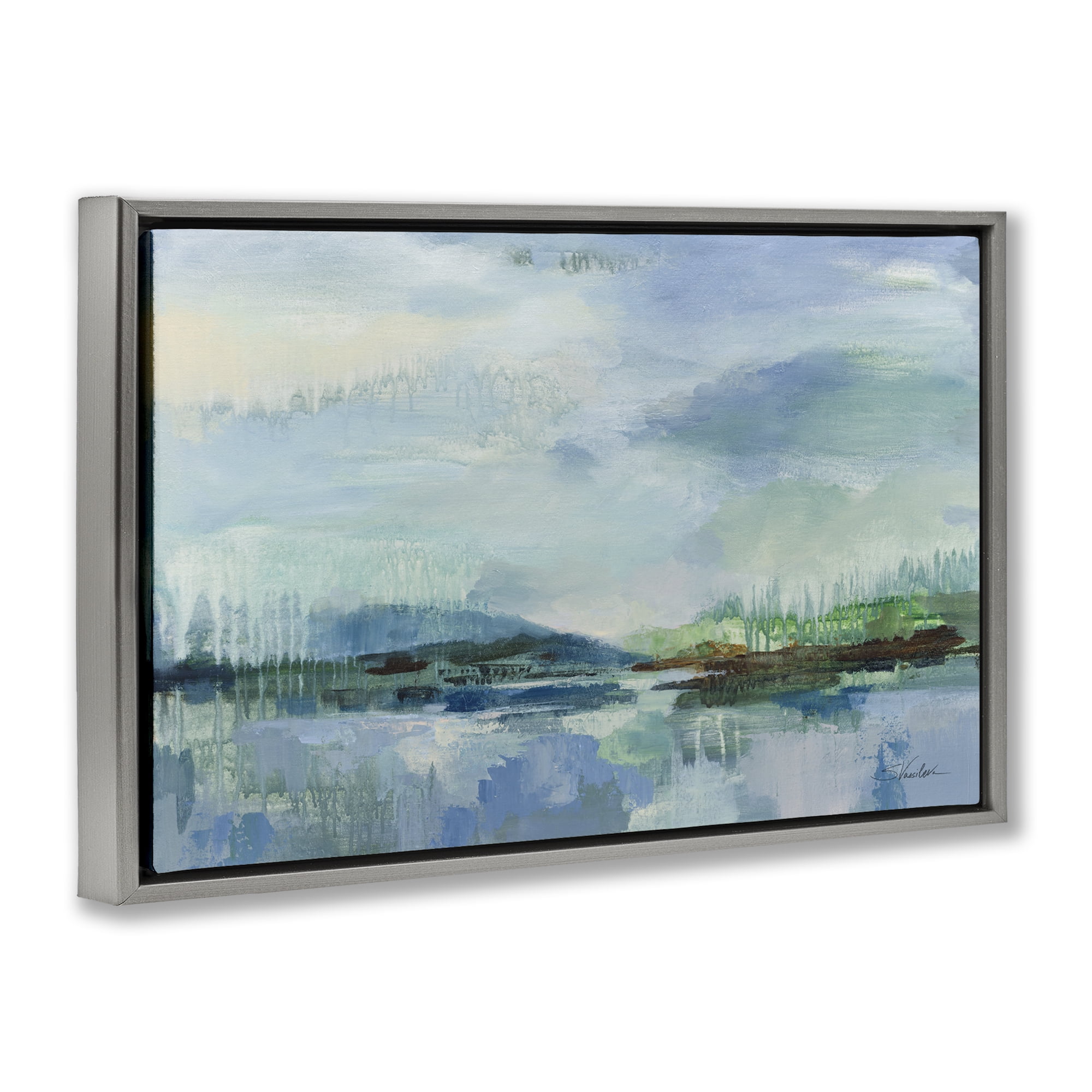Stupell Industries Rain Over The Lagoon Gray Framed Floater Canvas Wall Art, design by Silvia Vassileva