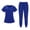 Blue, variant on Muscularfit Scrubs Sets Summer Sets for Women Comfy Pleated Pullover Work Set Blue Short Sleeve Shirt V-Neck Sets for Women