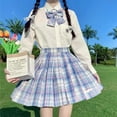 thumbnail image 3 of Falda plisada para niños, falda de anime Cinnamoroll Kuromi Sanrios, falda a cuadros Kawaii Y2K con lazo de cintura alta para baile, uniformes escolares japoneses, 3 of 3