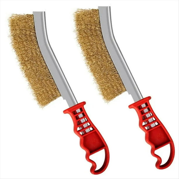 Cepillo de Alambre de Acero Inoxidable, Cepillo Multifuncional para Eliminación de Óxido de Metal, Descontaminación y Pulido, Amarillo