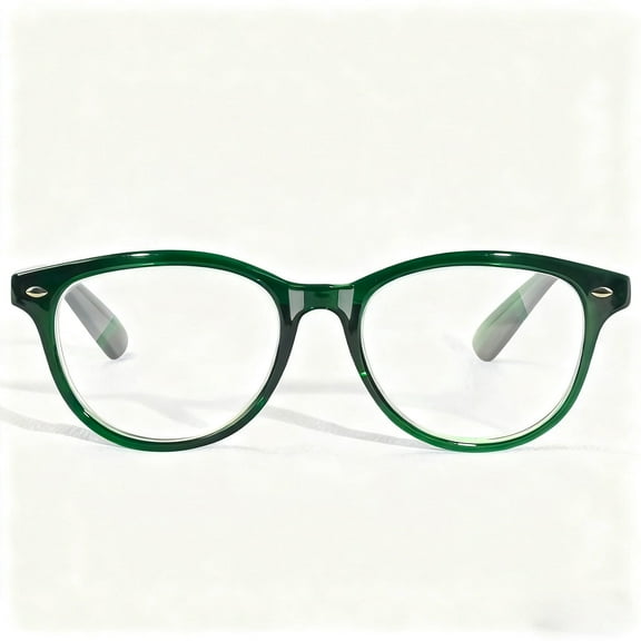 Green Anti-Blue Light Reading Glasses for Men & Women 2.0x Magnification, Ultra-Light Full Frame, Includes Case & Cleaning Cloth