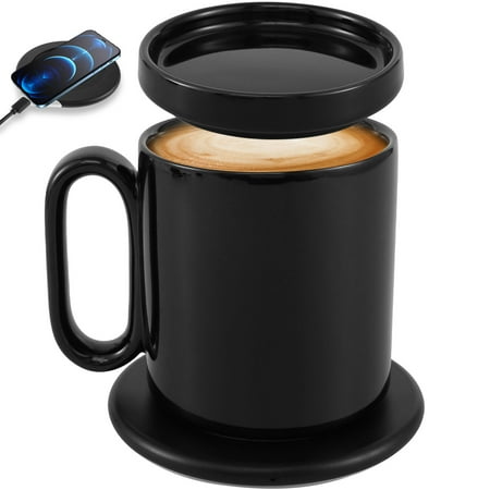 

Austok Coffee Mug Warmer Set with Mug and Lid Smart Cup Warmer for Desk Auto Shut Off Heated Mug Coaster Waterproof Smart Mug Warmer Portable Coffee Cup Heating Plate for Office Travel Kitchen