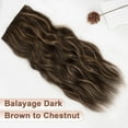 thumbnail image 5 of Clip in Long Wavy Synthetic Hair Extension 24 Inch Balayage Dark Brown to Chestnut 4PCS Thick Hairpieces Fiber Double Weft Hair for Women, 5 of 7