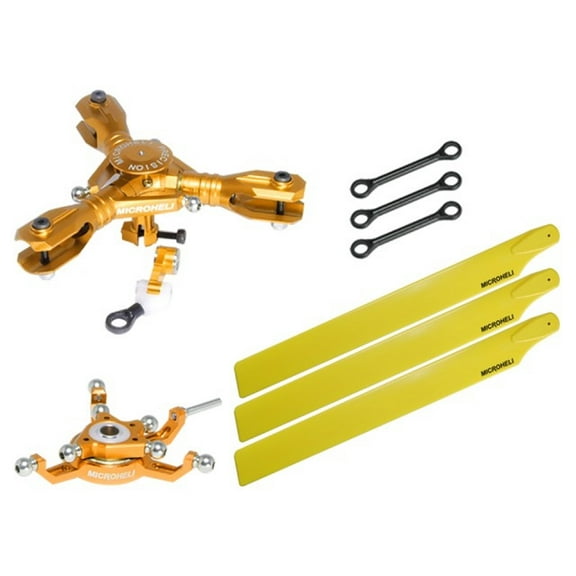 Microheli CNC Triple Yellow Plastic Blades Conversion set (GOLD) - BLADE 230S / V2 / Smart