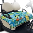 thumbnail image 2 of COEQINE Universal Golf Cart Seat Towel Blanket Covers for All Weather, Foldable Design with Handle, Fit for EZGO, Club Car and More 2-Seat Golf Carts, Blue Yellow Montera Leaf, 2 of 8