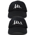 thumbnail image 3 of DALIX Mr and Mrs Baseball Cap Matching Couples Hat Set in Black, 3 of 7