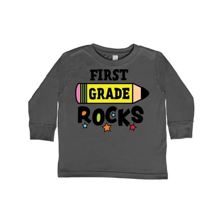 

Inktastic 1st Grade Rocks with Pencil and Stars Gift Toddler Boy or Toddler Girl Long Sleeve T-Shirt