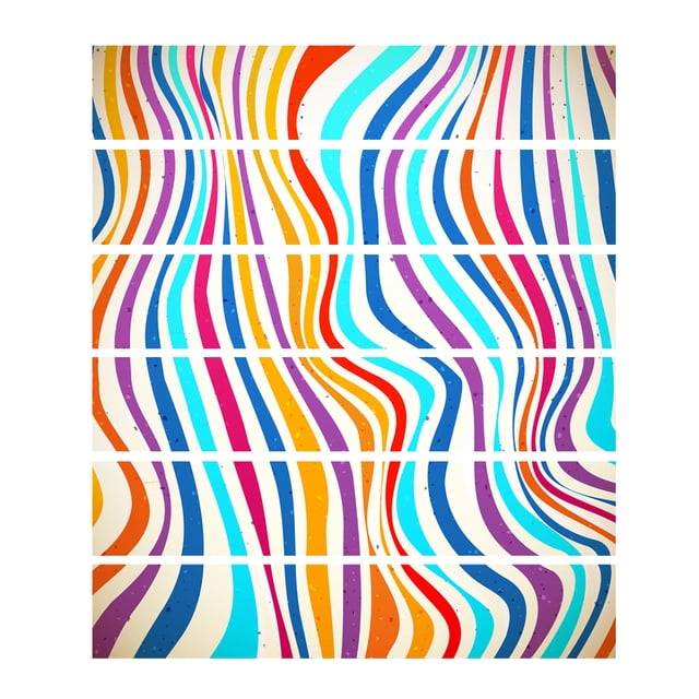 6 Pcs/Set 3D Landscape Self-adhesive Stairs Risers Stickers Mural Staircase Stickers Wallpaper Decor