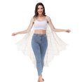 thumbnail image 3 of Boho Crochet Long Vest Top for Women Sleeveless Lace Cardigan Kimono Swimwear Cover Ups, 3 of 6
