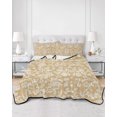 thumbnail image 2 of Full Size Quilt Bedding Set, Botanical Rose Bud Reversible Summer Quilt 3 Pieces, Vintage Tan Brown Floral Leaves Farmhouse Lightweight Bedspreads Coverlets with 2 Pillow Shams for All Seasons, 2 of 5