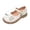 A-Beige39, variant on JAJAHO Girls Mary Jane Flats Dress Shoes Bow Pearl Pu Leather Hook And Loop Kids School Uniform Shoes Wedding Party Footwear 2-13Y