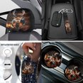 thumbnail image 4 of Uorisanigo American Flag Deer Front and Back Seat Covers with Seatbelt Shoulder Pad Center Console Cover Steering Wheel Wrap Headrest & Gear Shift & Handbrake Covers Coasters Keychain,18 Pieces, 4 of 7