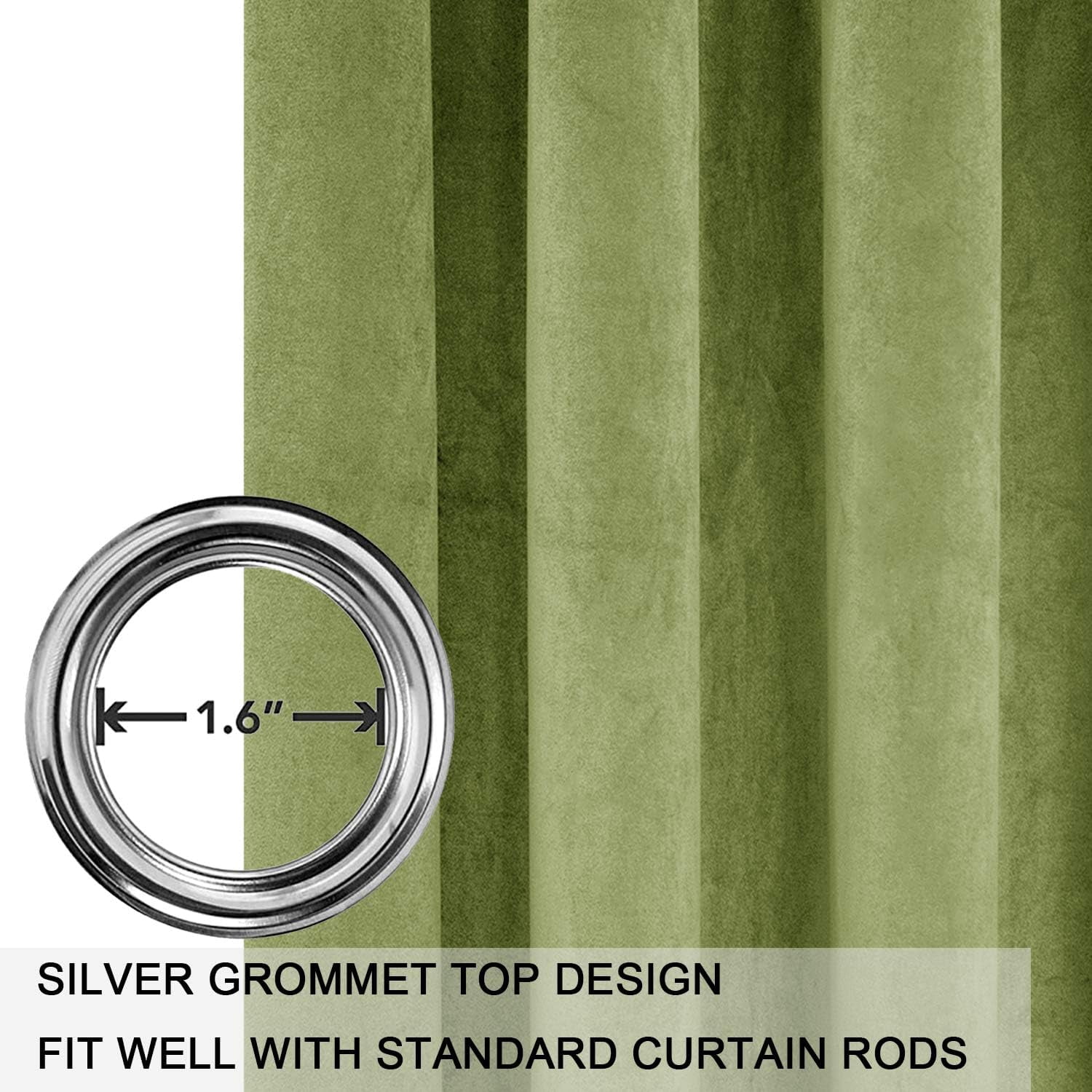 SMILETIME Green 52 x 96in Long Velvet Curtains with Grommet, Thermal Insulated Super Soft Privacy Noise Reducing Light-Filtering Velvet Curtains for Living Room, 2 Panels