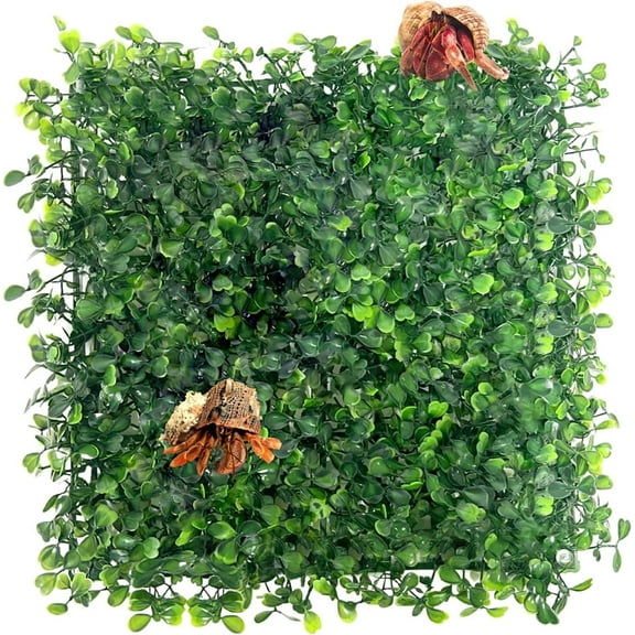 Triani 1Pcs Crab Climbing Toys 10 inches Square Plastic Simulation Grass Aquarium Tank Decoration Hermit Crab Green Plants Supplies Fake Turf for Gecko Reptile Lizard