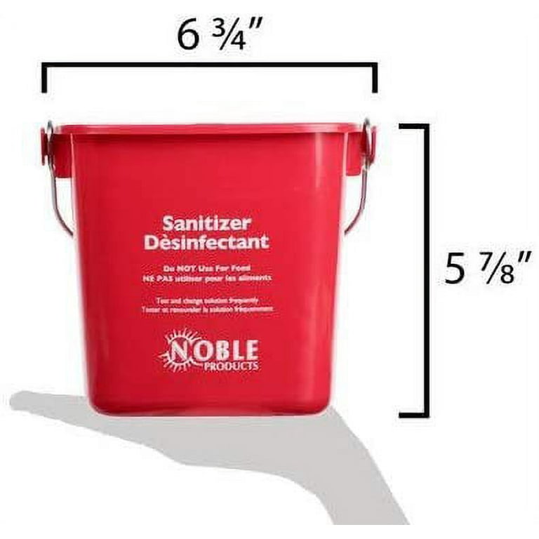 Winco Cleaning Bucket, 6-Quart, Red Sanitizing Solution