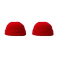 thumbnail image 4 of Minnieouse Sombrero de hilo de punto de invierno Casual al aire libre cálido gorros de cabeza corta Color flexible hombres mujeres sombreros Rojo 2piezas, 4 of 6