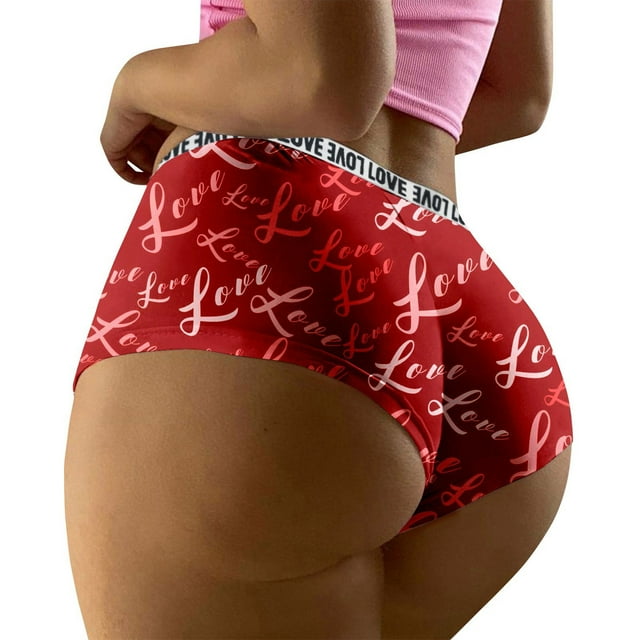 Gibobby Ropa interior mujer algodón 1 pieza de lencería sexy con estampado para mujer, bragas de cintura , ropa interior(Rojo, L)