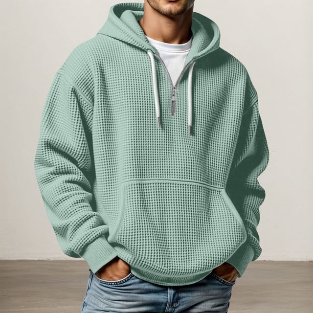 MHFRRA Sudadera con Capucha y Cremallera Texturizada, con Cremallera Completa y Bolsillos Delanteros para Uso Informal y Actividades Al Aire Libre, Chaqueta Deportiva Ligera y Cómoda Verde claro