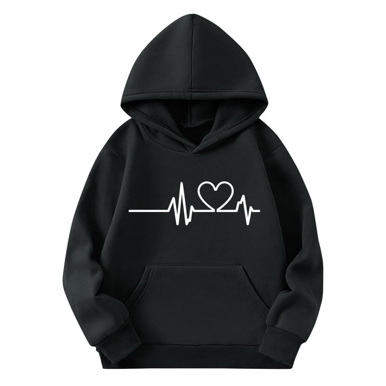 Bnwani Black Kids Hoodie Sweatshirt Boys Long Sleeve Fleece Casual