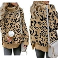 thumbnail image 6 of Women Winter Long Sleeve Turtleneck Sweater Leopard Casual Loose Pullover Tops Chunky Knitted Side Slit Jumper Shirt Streetwear, 6 of 17