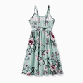thumbnail image 4 of PatPat Ensembles Assortis pour la Famille Polo à Rayures Vert Ou Robe à Bretelles avec Ceinture à Imprimé Floral, 4 of 6
