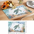 thumbnail image 6 of Sea Turtle Coastal Placemats Set of 6 Summer Nautical Starfish Coral Ocean Place Mats Indoor Wipeable Table Mats Washable Cloth Dining Table Placemats for Kitchen Holiday Party Home Decor 13x19 Inch, 6 of 9