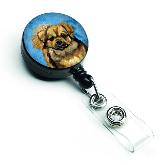 Carolines Treasures LH9394BUBR Blue Tibetan Spaniel Retractable Badge Reel